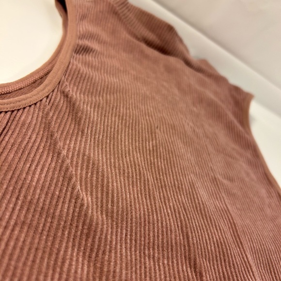 One Step Up, Dusty Rose Ribbed Fitted Sleeveless Mock Turtle Neck - Picture 4 of 4